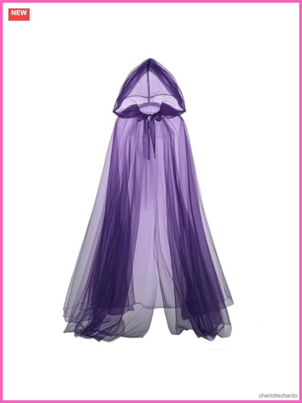 Tulle Hooded Cloak Sheer Cape Adult Witch Cosplay Halloween Costume